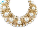 Chokers necklace 215 New design fashion statement pearl bib necklace