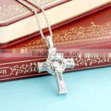 925 Sterling Silver Dancing Stone Gemstone Cross Pendant Jewelry SPG893W thumbnail-3