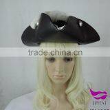 Leather Pirate of the Caribbean Hat Triangle Pirate Hat White Lace and Feathers thumbnail-3