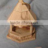 Miniature Wood Crafts Housesbird Feeder , Cheap Wooden Bird House and Feeders, Wholesale Pine Wood Bird House With Hanging thumbnail-6