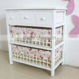 Wooden Home Furniture / Wood Storage Cabinets With Woven Baskets thumbnail-1