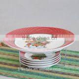 5PCS Christmas Ceramic Cake Plates With Rack,Porcelain With Decal thumbnail-4
