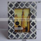Grey Bone Photo Frame With Moroccan Style Inlay in Square Patterns Available in All Sizes thumbnail-1