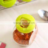 Set 4 Cheap Clear 6oz Glass Spice Jars With Decorative Lid in Metal Rack thumbnail-6