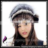 CX-C-244A Ladies Fashion Factory Direct Sale Knitted Rex Rabbit Fur Hat thumbnail-1