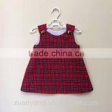 New Fashion Red Plaid Children Boutique Toddler Clothing Lovely Baby Girl Summer Dress thumbnail-2