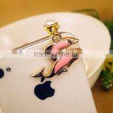 Cute Dolphin Pendant for Phone Dustproof Fashion Mobile Jewelry Accessory With Crystals thumbnail-2