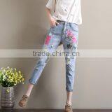 Zm11664a Fashion Embroidery Printing Jeans Pants Women Casual Trousers thumbnail-4