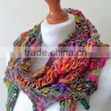 Funky Handknit Scarf - Knit Scarf - Handspun Scarf - Scarf - Bohemian - Fairy - Romantic - Hippie - Colourful Scarf thumbnail-5
