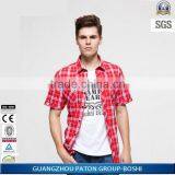 Mens Plaid Shirts Red and Black Western Office Wear for Summer thumbnail-3