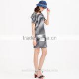 High Quality Short Sleeve Stripe Tee Dress Wholesale Shift Dresses Women thumbnail-3