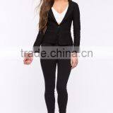 Fashion Curved Collar Long Sleeve Ladies Blazer Designs Women Blazer With Single Button Closure thumbnail-2