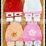 3D Flower Crochet Baby Hat+socks Sets for Baby Gift thumbnail-3