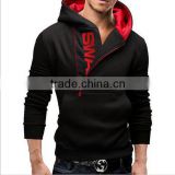 The 2014 men's new fashion leisure hot sleeve head side zipper hit color hoodie