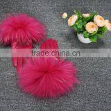 Hot Sell Ladies Winter Warm Genuine Leather Gloves With Raccoon Fur Cuff thumbnail-3