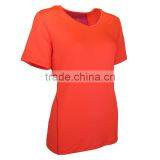T092-1643O Short Sleeve V-Neck Custom Performance Polyester Spandex Women Outdoor T Shirt thumbnail-2