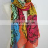 printed cotton bandana scarf JDYVP-013# Printing scarf 100% voile polyester shawl wholesaler