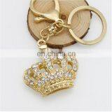 Promotional Gift Zinc Alloy 18K Gold Plated Rhinestone Crown Keychain For Women