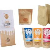 OUTOP Packaging Free Samples Standing up Pouches Brown Kraft Paper Bag With Window thumbnail-5