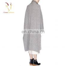 Long Turtleneck Cashmere Poncho Pattern Coat for Women Winter thumbnail-3
