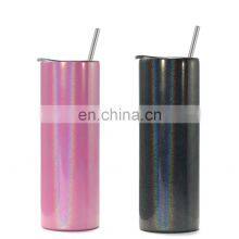20oz Ready to Ship Glitter Stainless Steel Double Walled Reusable Skinny Customized Sublimation Tumbler thumbnail-1