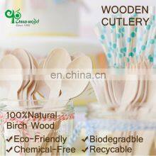 Natural Biodegradable Bulk Birch Wood Spoon / Forks / Knives Disposable Wooden Cutlery Flatware Sets thumbnail-5