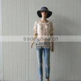 Summer Tops Hot Cotton Embroidery Lace Fabric Vest for Women T-shirt thumbnail-4