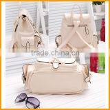 New Stylish Solid Color Women School PU Leather Backpack thumbnail-3