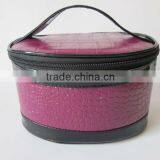 Cylindrical Leather Cosmetic Bag Toiletry Bag