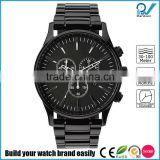 White scale 5 atm water proof stainless steel case watch with black stainless steel strap watch