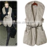 five colors available stock fashion lady's fur vests for women