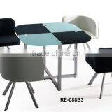 Cheap Glass Top Metal Dining Table Set thumbnail-3