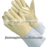 JS413CA Beige Cow Grain Guntlet Glove,Welding Glove,CHINA; leather welding glove