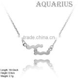 NZA-1011 Sterling Silver Necklace Aquarius Sign Necklace The Zodiac 12 Constellations