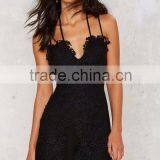 Latest Wholesale Adjustable Strap Custom Appliqued Little Black Dress thumbnail-2