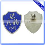 Promotion cheap shield custom shaped metal nickel lapel pins