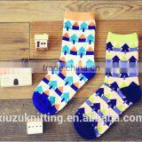 Trees and House Stripe Cool Unisex Crew Sock thumbnail-1