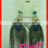 Square Crystal Earrings Fashion Earring Fashion Jewerly Peacock Feather Earring Wholesale Crystal Beads Earring