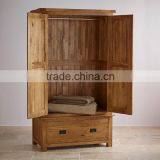 Rustic Solid Oak Wood 2 Doors Wardrobe thumbnail-6