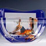 Transparent Acrylic Semicircle-shaped Desktop Fish Tank With Photo Holder