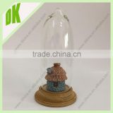 /good vintage condition / no chips or cracks in glass/clear glass bell Cloche with wood base