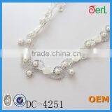 New Style Clear Rhinestone Cream Pearl Silver Tone Chain Costume Embellishment Trims/Accessories thumbnail-5