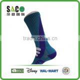White Three Stripe Well Shape Pattern Dark Green and Blue Nylon Sports Socks thumbnail-3