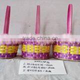 Easter/Spring Bamboo Basket Lined With Colorful Feather thumbnail-1