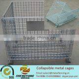 Recycle Galvanized Industrial Box Feet Height 100mm Metal Mesh Containers Supermarket Storage Equipment Collapsible Metal Cages