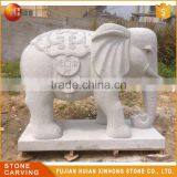 Small White Stone Granite Garden Outdoor Elephant Statue Carving thumbnail-1