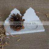 White Handmade Decorative Craved Wooden Candle Stand thumbnail-5