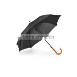 Automatic umbrella with wooden shaft and crook wooden handle