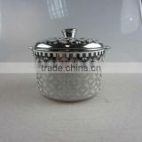 round electroplated ceramic tureen with cover