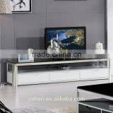 E2195 Royal Luxury Stoving Varnish Stainless Steel Tv-stand/cabinet/unit Design With Thick Marble Top thumbnail-4